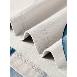 3D Pattern Print, Men's 2Pcs Outfits, Casual Crew Neck Long Sleeve Shirts T-shirt And Drawstring Sweatpants Joggers Set For Summer, Men's Clothing