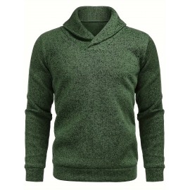 Trendy Solid Stand Collar Cool Knitted Thermal Sweater For Men, Men's Casual  Pullover  Knit Sweater Streetwear For Winter Fall, As Gifts