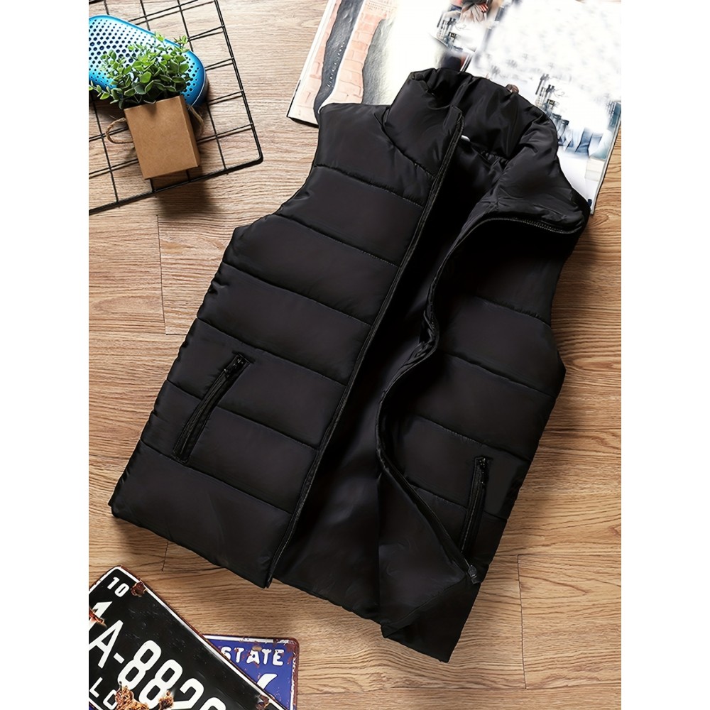Men's Winter Vest, Lightweight Padding Puffer Vest, Sleeveless Coat Warm Zip Up Quilted Gilet Jacket