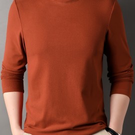 Solid Men's Slim Mock Neck Long Sleeve Active T-shirt Tee, Casual Comfy Shirts For Winter Fall, Men's Clothing Tops