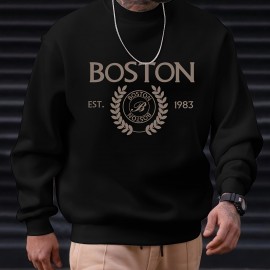 Men's Pullover Round Neck Long Sleeve Sweatshirt Letter 