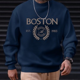 Men's Pullover Round Neck Long Sleeve Sweatshirt Letter 