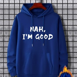 I'm Good Print Hoodie, Cool Hoodies For Men, Men's Casual Graphic Design Pullover Hooded Sweatshirt With Kangaroo Pocket Streetwear For Winter Fall, As Gifts