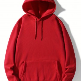Hoodies For Men, Solid Color Hoodie, Men's Casual Pullover Hooded Sweatshirt With Kangaroo Pocket For Spring Fall, As Gifts