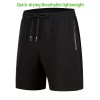 Zipper Pockets Quick Drying Comfy Active Shorts, Men's Casual Stretch Waist Drawstring Shorts For Summer